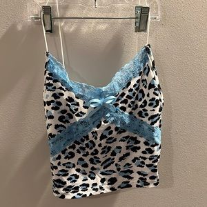 blue cheetah print tank top